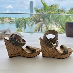 Vintage Stuart Weitzman Wedge Espadrilles in Olive